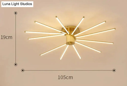 Contemporary Simple Creative Living Room Led Revolving Fireworks Ceiling Gold 12 Stepless