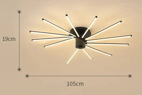 Contemporary Simple Creative Living Room Led Revolving Fireworks Ceiling Black 12 Warm Light