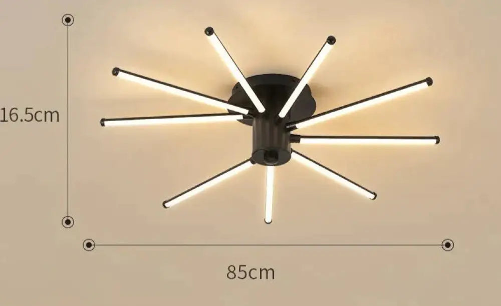 Contemporary Simple Creative Living Room Led Revolving Fireworks Ceiling Black 9 Warm Light