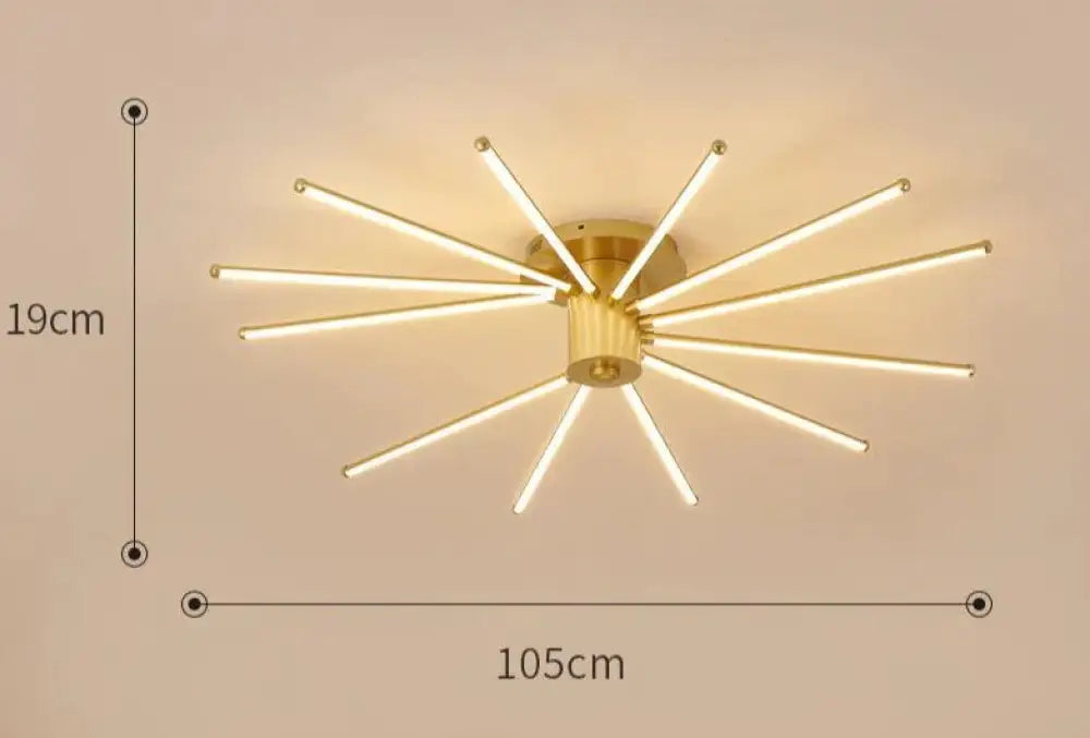 Contemporary Simple Creative Living Room Led Revolving Fireworks Ceiling Gold 12 Stepless