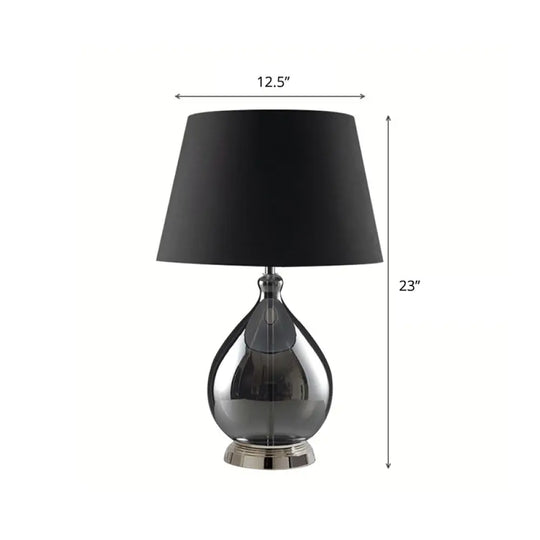 Contemporary Single-Bulb Fabric Empire Shade Table Light For Living Room Black