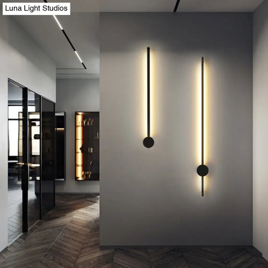 Contemporary Slim Tube Sconce Led Wall Light Fixture For Living Room - Metal Design