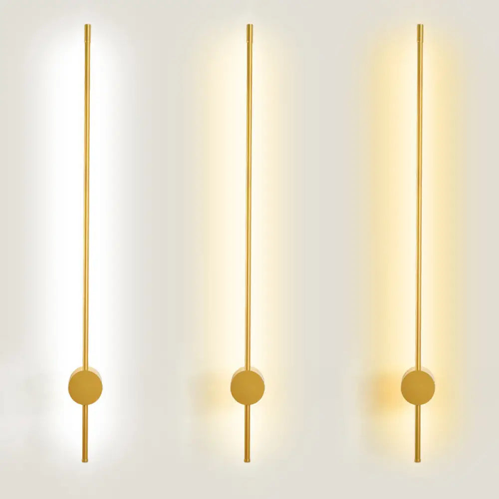 Contemporary Slim Tube Sconce Led Wall Light Fixture For Living Room - Metal Design Gold / Small