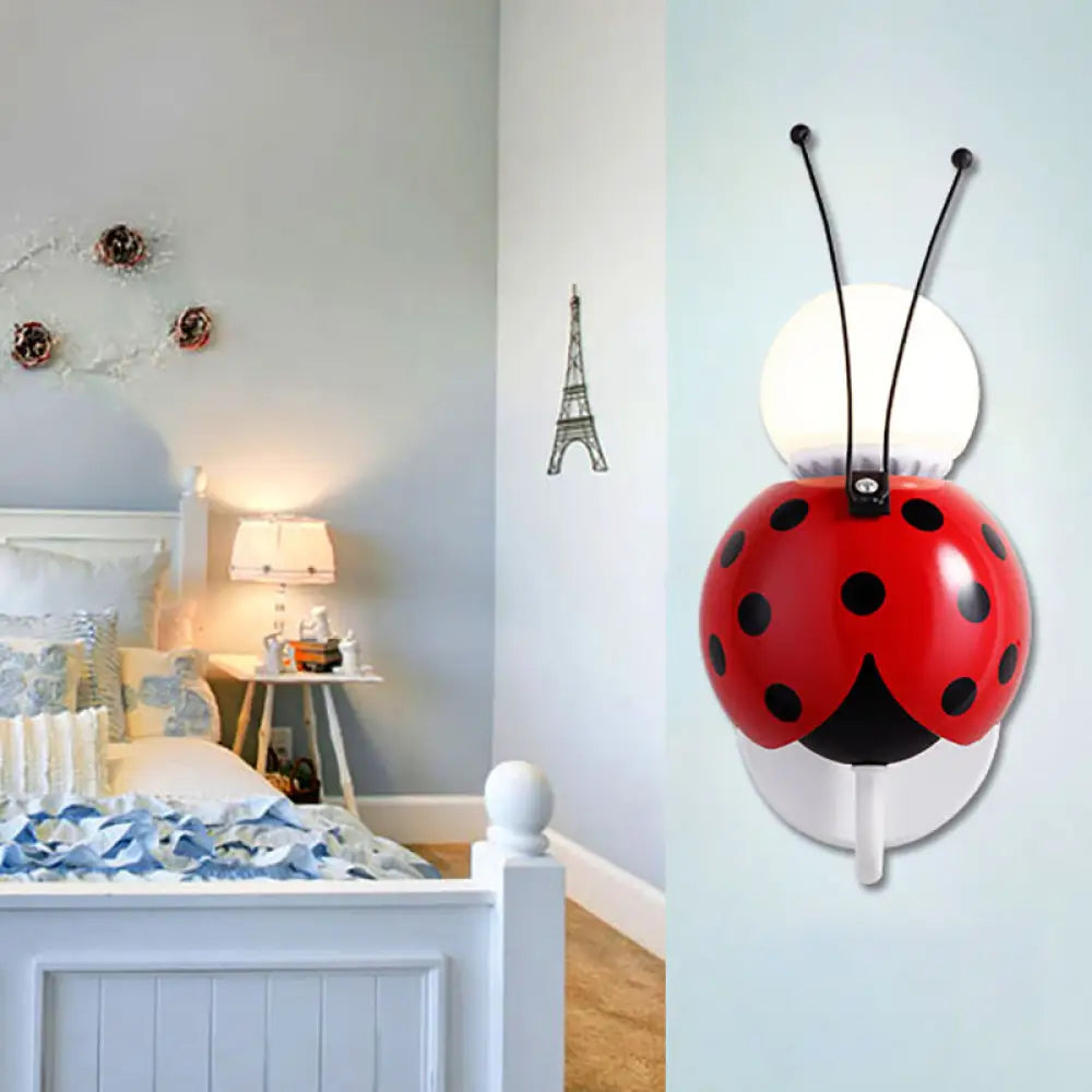 Contemporary Small Red Ladybug Wall Light - Plastic Sconce For Stairs