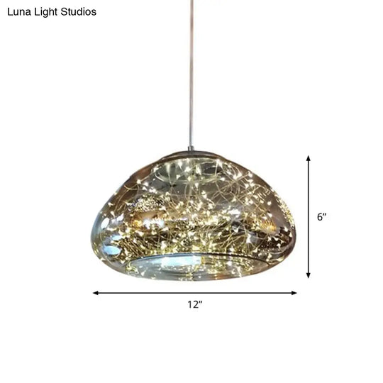 Smoke Gray Glass Mushroom Pendant Light For Modern Bedrooms