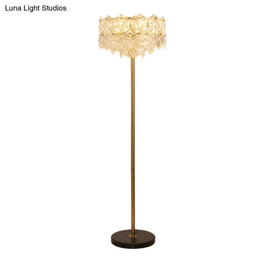 Contemporary Snowflake Crystal Floor Lamp - 6 Gold Heads Perfect For Living Room