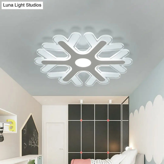 Contemporary Snowflake Flush Ceiling Led Light - Acrylic Bedroom Lamp In Warm/White 8/16.5/20.5 Wide