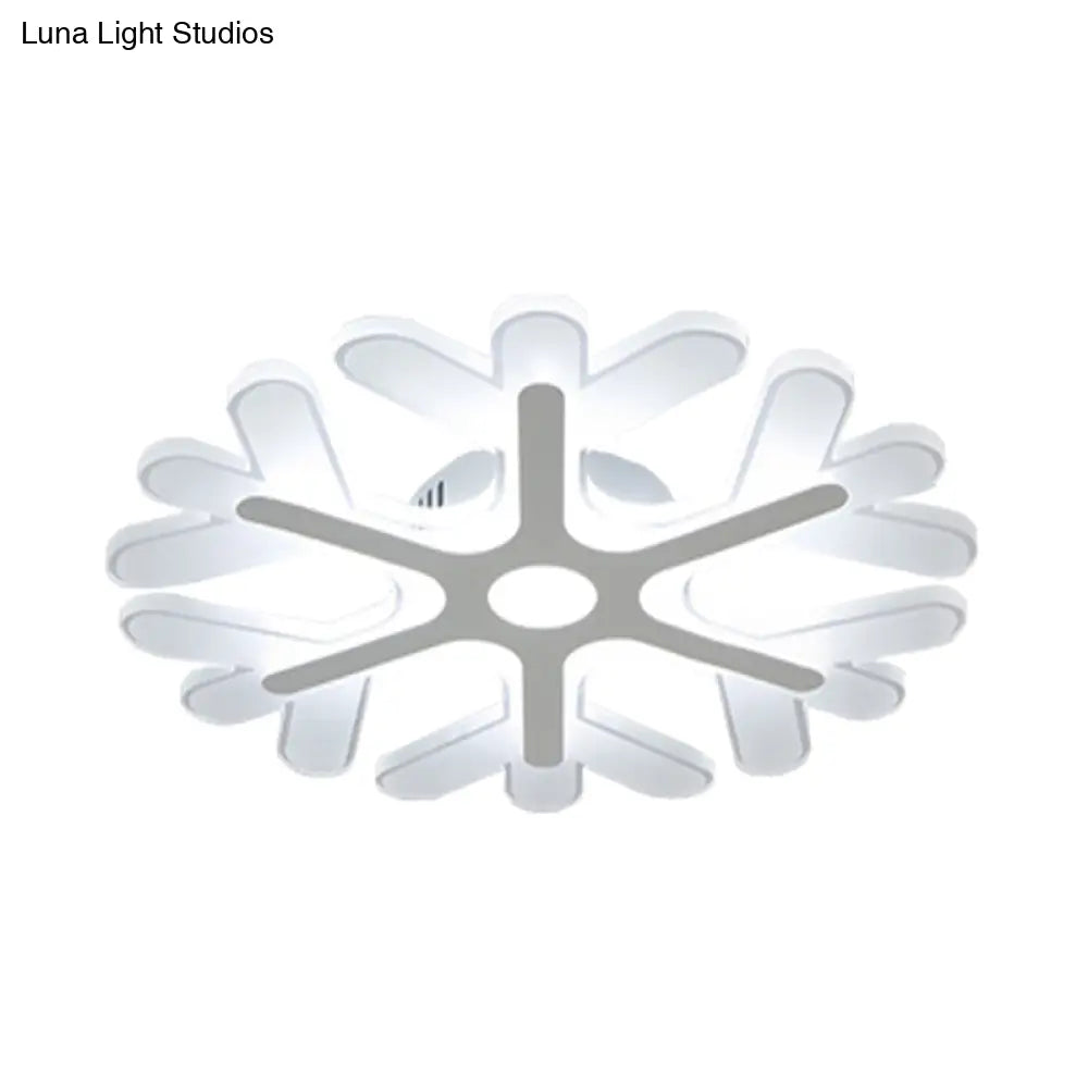 Contemporary Snowflake Flush Ceiling Led Light - Acrylic Bedroom Lamp In Warm/White 8/16.5/20.5 Wide