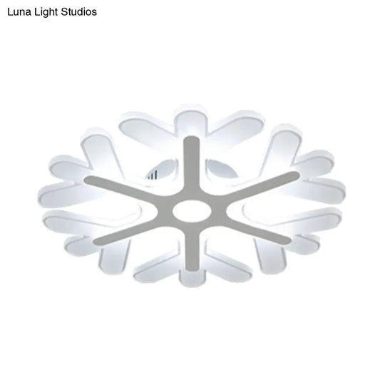 Contemporary Snowflake Flush Ceiling Led Light - Acrylic Bedroom Lamp In Warm/White 8/16.5/20.5 Wide