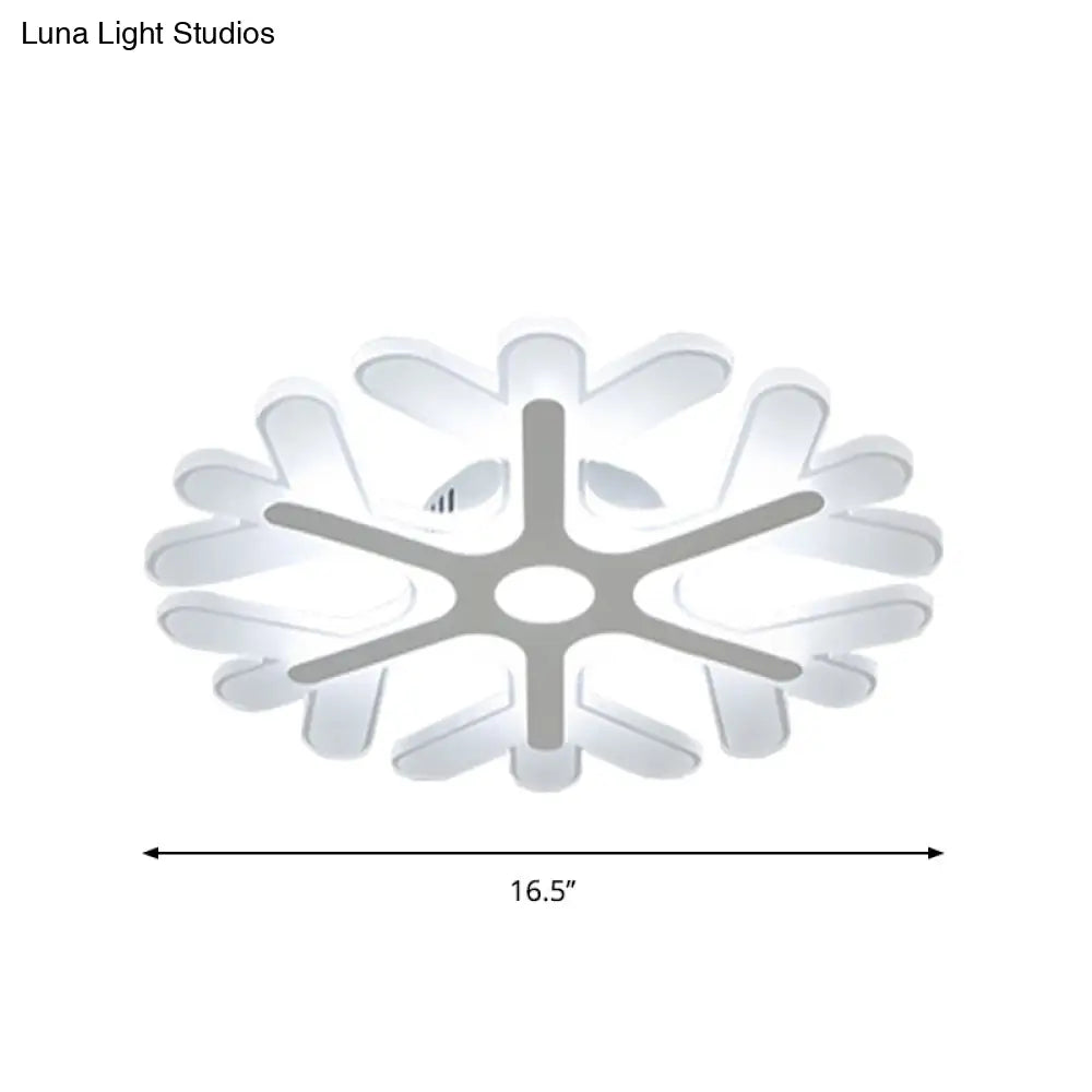 Contemporary Snowflake Flush Ceiling Led Light - Acrylic Bedroom Lamp In Warm/White 8/16.5/20.5 Wide