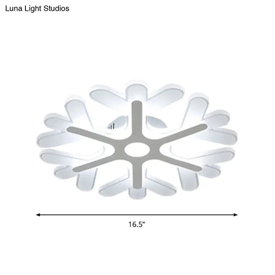 Contemporary Snowflake Flush Ceiling Led Light - Acrylic Bedroom Lamp In Warm/White 8/16.5/20.5 Wide