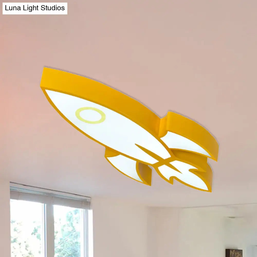 Contemporary Space Themed Ceiling Light For Childs Bedroom - Acrylic Mount Yellow