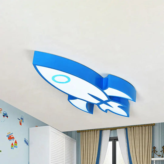 Contemporary Space Themed Ceiling Light For Child’s Bedroom - Acrylic Mount Blue