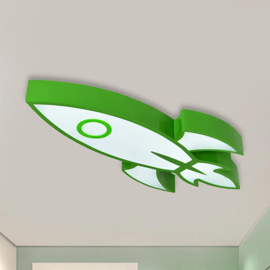 Contemporary Space Themed Ceiling Light For Child’s Bedroom - Acrylic Mount Green