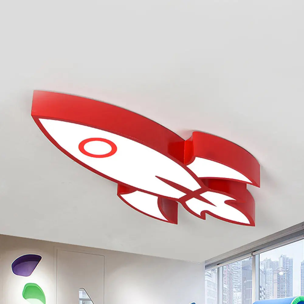 Contemporary Space Themed Ceiling Light For Child’s Bedroom - Acrylic Mount Red