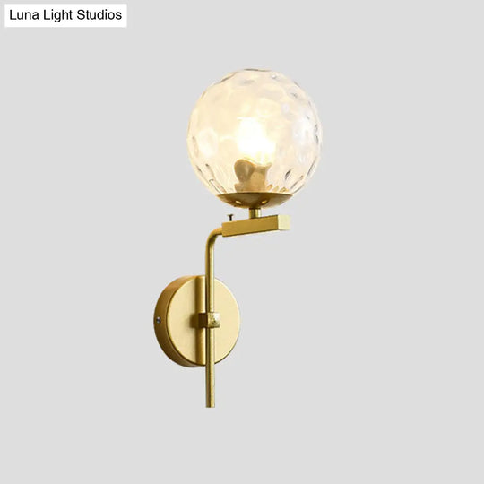 Contemporary Sphere Glass Sconce Light - Bedroom Wall Mount With 1-Bulb