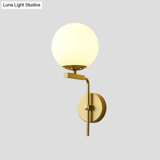 Contemporary Sphere Glass Sconce Light - Bedroom Wall Mount With 1-Bulb