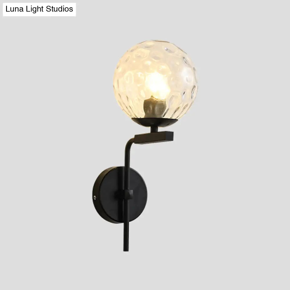 Contemporary Sphere Glass Sconce Light - Bedroom Wall Mount With 1-Bulb