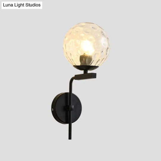 Contemporary Sphere Glass Sconce Light - Bedroom Wall Mount With 1-Bulb