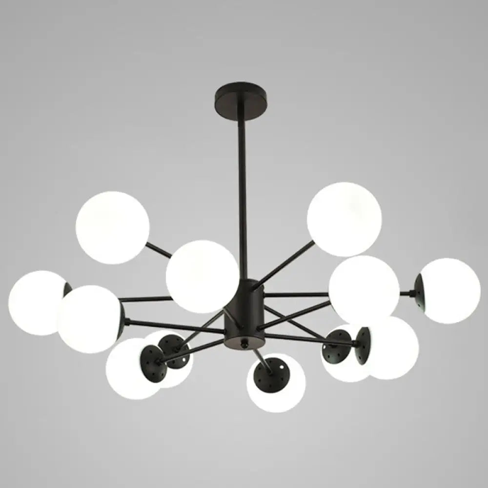 Contemporary Spherical Glass Chandelier Light For Living Room Ceiling 12 / Black Without Spot