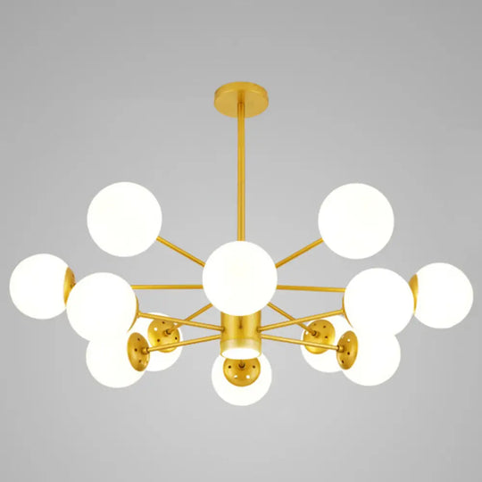 Contemporary Spherical Glass Chandelier Light For Living Room Ceiling 12 / Gold With Spot
