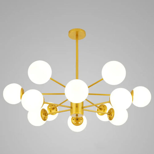 Contemporary Spherical Glass Chandelier Light For Living Room Ceiling 12 / Gold Without Spot