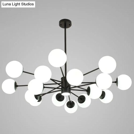 Contemporary Glass Chandelier Light For Living Room Ceiling 16 / Black With Spot