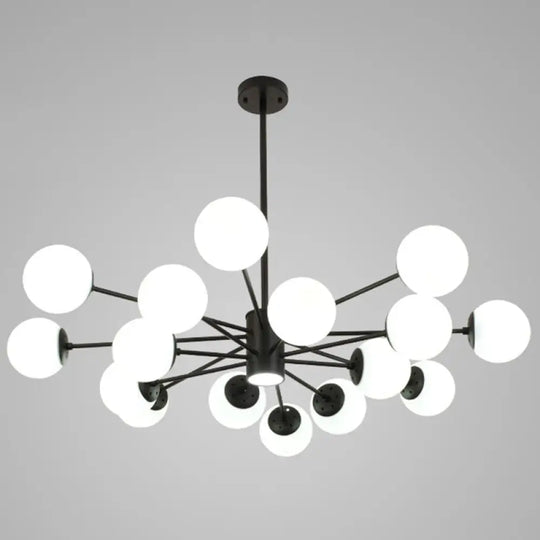 Contemporary Spherical Glass Chandelier Light For Living Room Ceiling 16 / Black With Spot