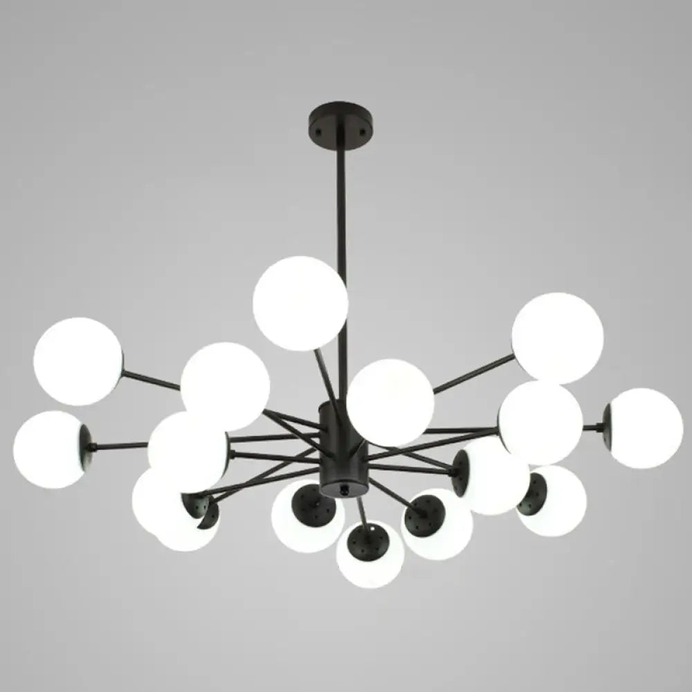 Contemporary Spherical Glass Chandelier Light For Living Room Ceiling 16 / Black Without Spot