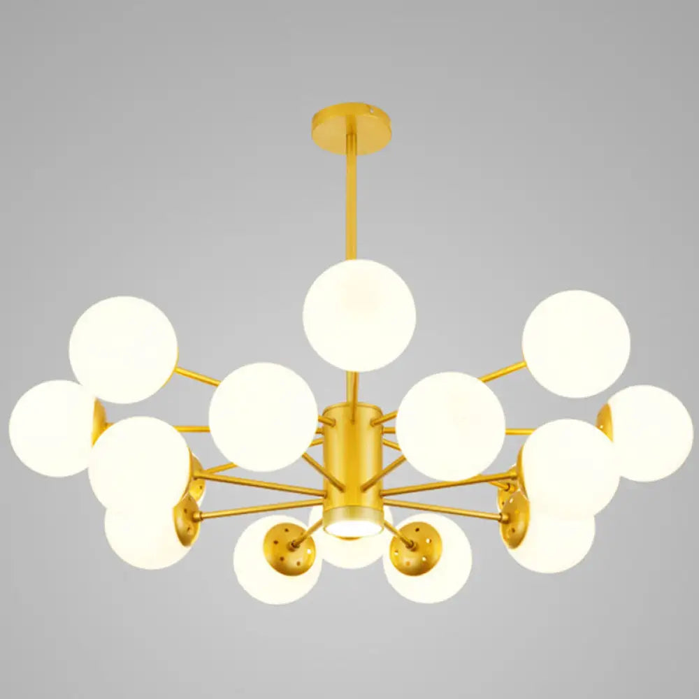 Contemporary Spherical Glass Chandelier Light For Living Room Ceiling 16 / Gold With Spot
