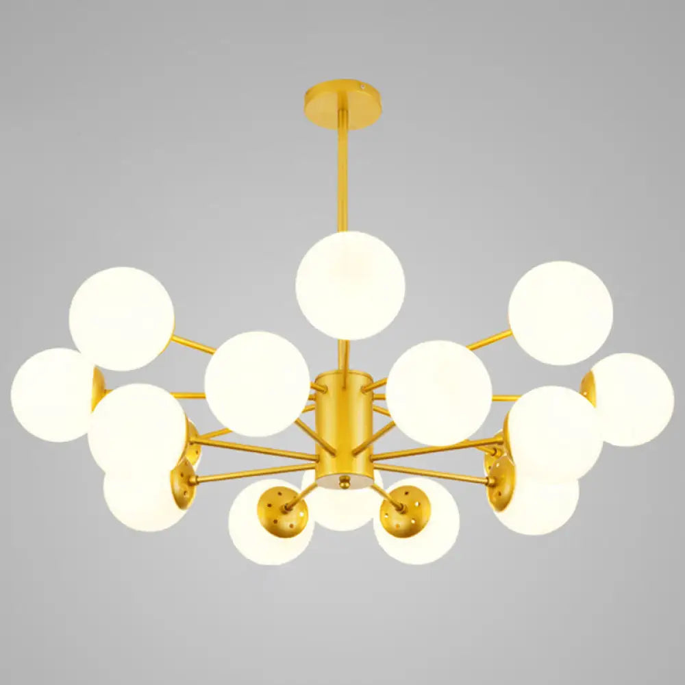 Contemporary Spherical Glass Chandelier Light For Living Room Ceiling 16 / Gold Without Spot