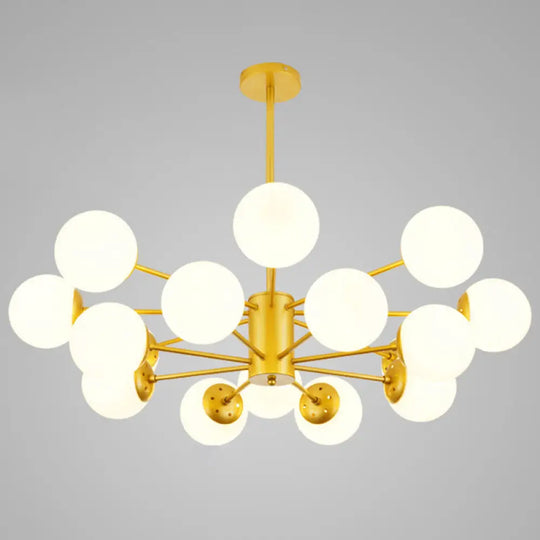 Contemporary Spherical Glass Chandelier Light For Living Room Ceiling 16 / Gold Without Spot