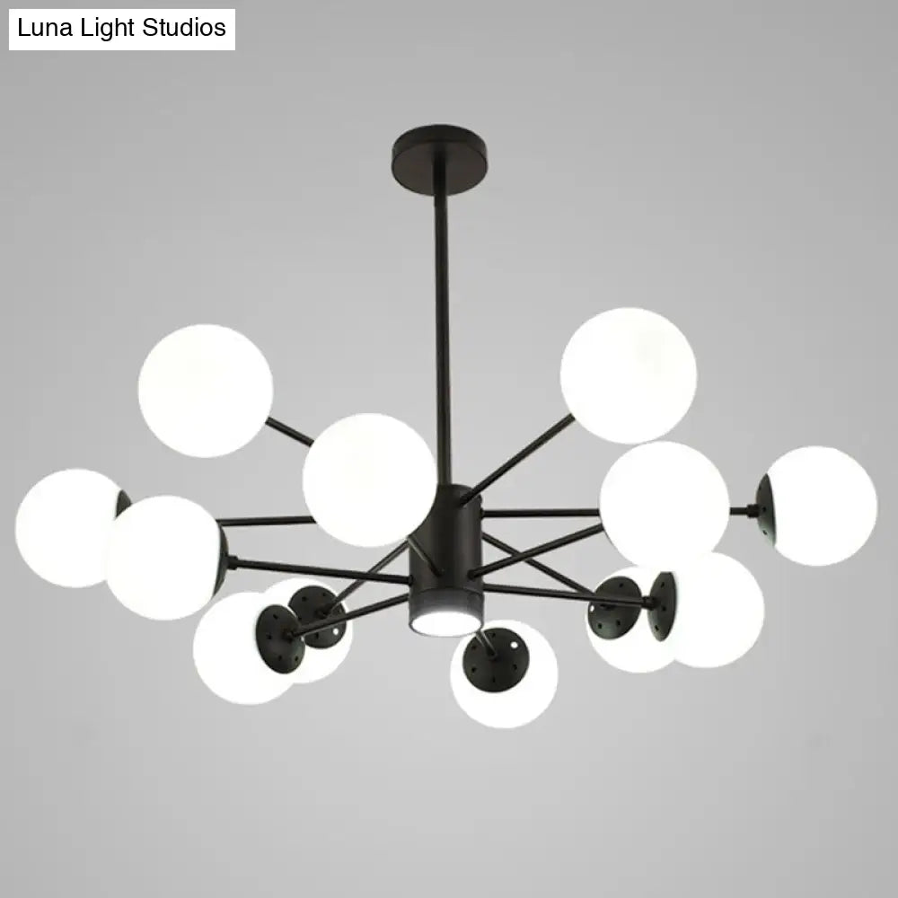 Contemporary Glass Chandelier Light For Living Room Ceiling 12 / Black With Spot