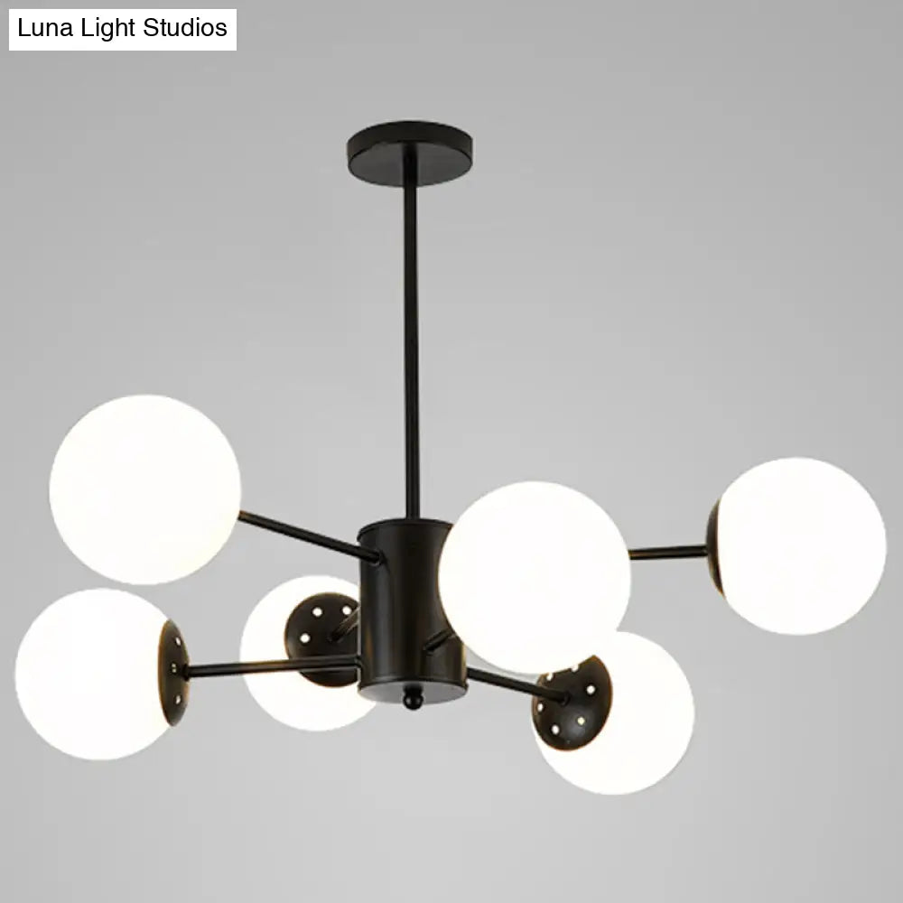 Contemporary Glass Chandelier Light For Living Room Ceiling 6 / Black Without Spot