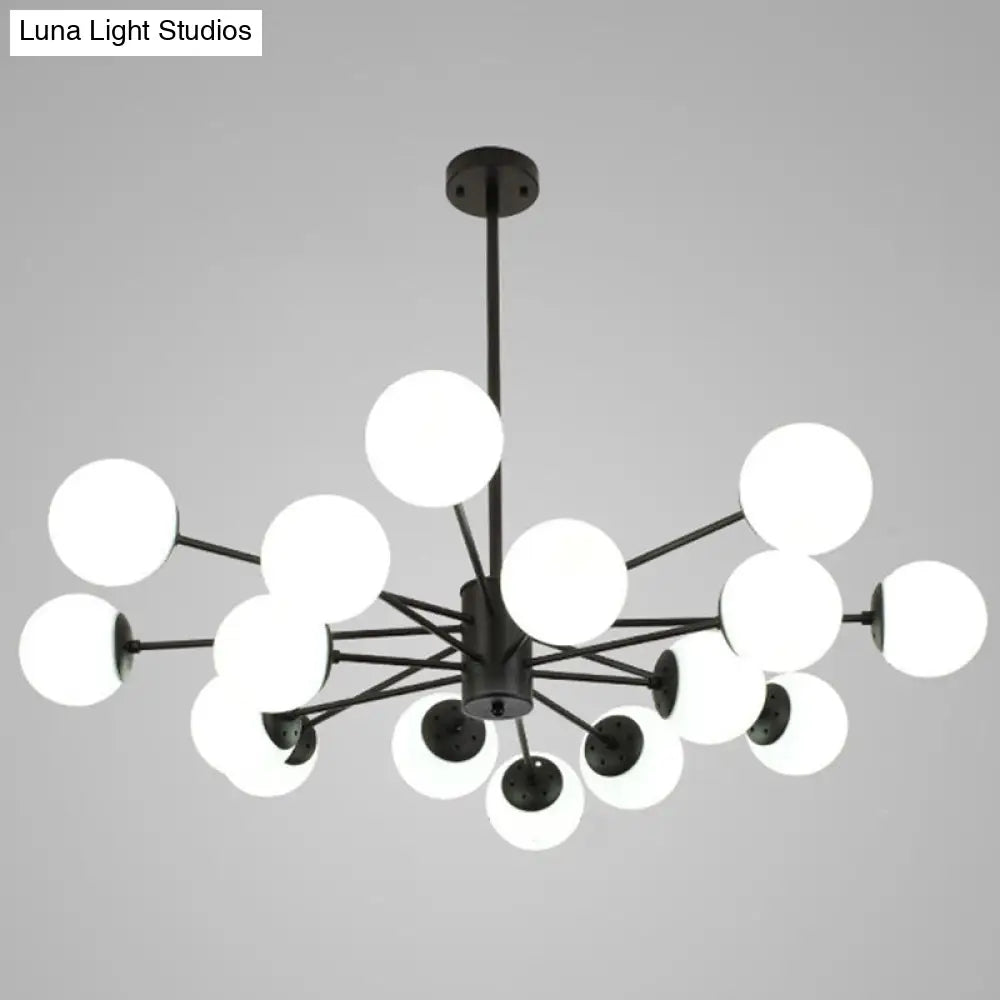 Contemporary Glass Chandelier Light For Living Room Ceiling 16 / Black Without Spot