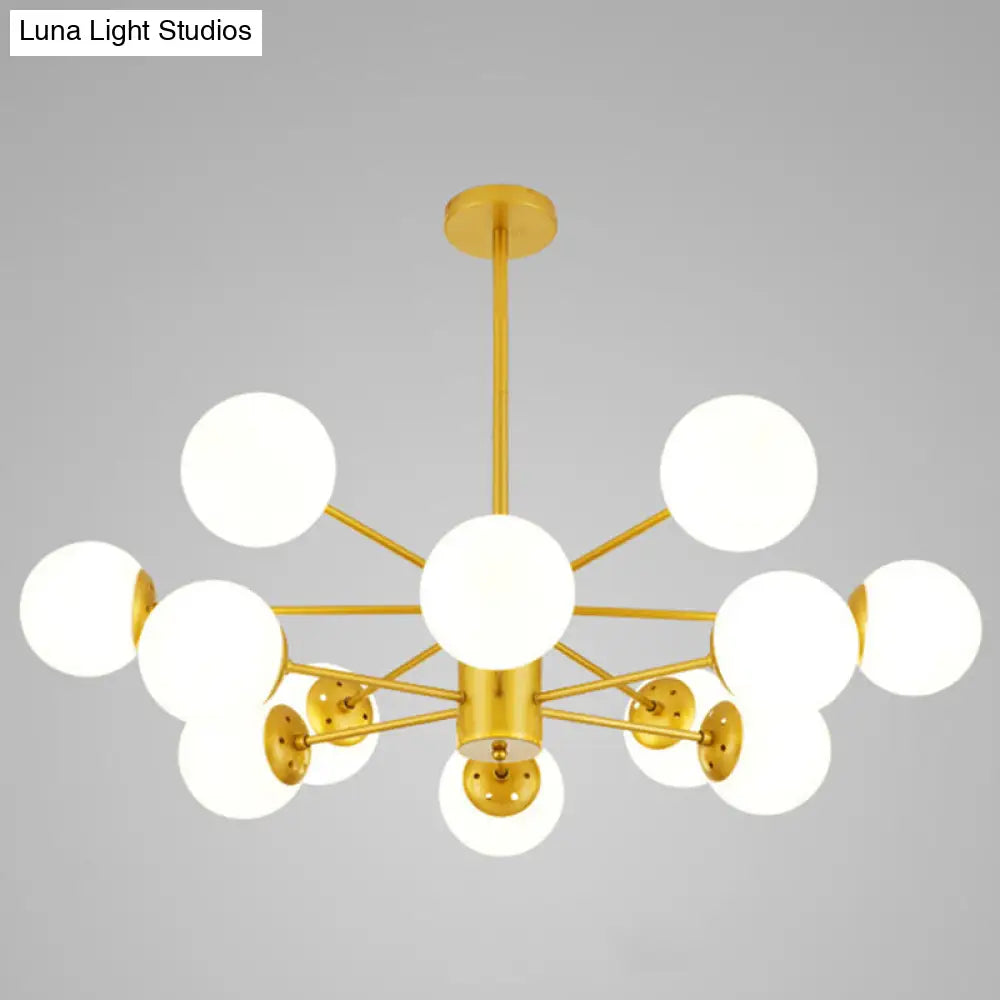 Contemporary Glass Chandelier Light For Living Room Ceiling 12 / Gold Without Spot