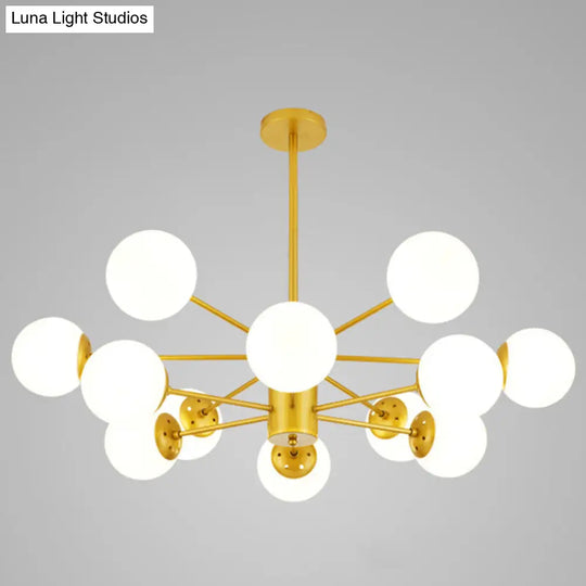 Contemporary Glass Chandelier Light For Living Room Ceiling 12 / Gold Without Spot