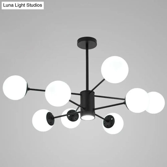 Contemporary Glass Chandelier Light For Living Room Ceiling 8 / Black With Spot