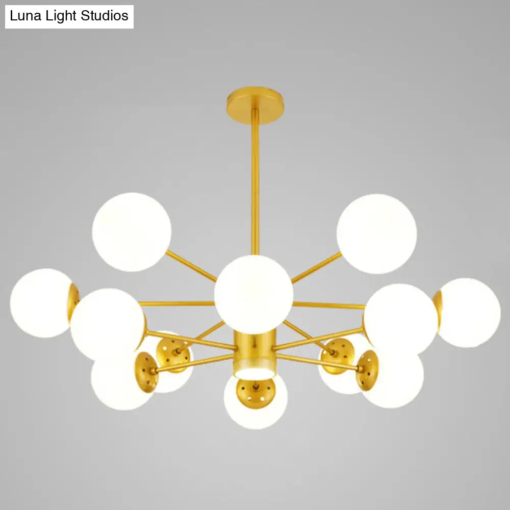 Contemporary Glass Chandelier Light For Living Room Ceiling 12 / Gold With Spot