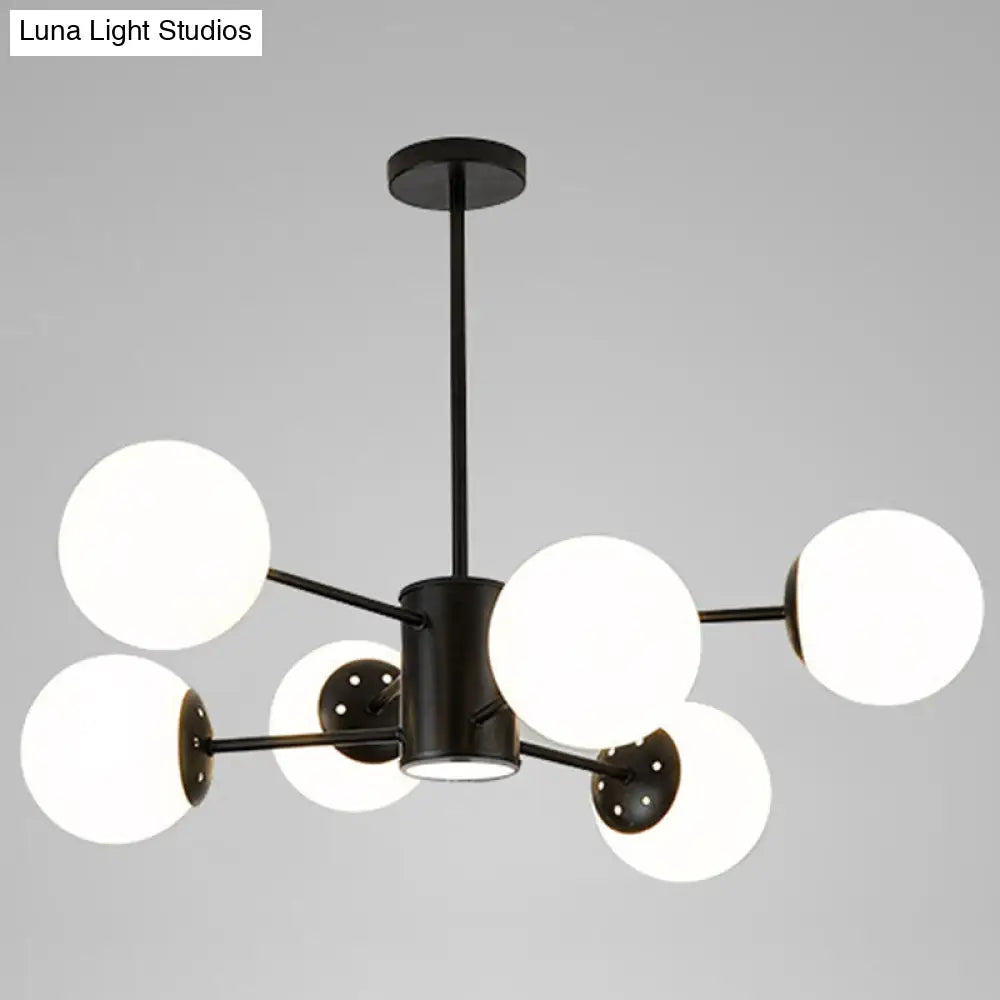 Contemporary Glass Chandelier Light For Living Room Ceiling 6 / Black With Spot