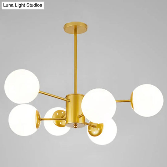 Contemporary Glass Chandelier Light For Living Room Ceiling 6 / Gold Without Spot