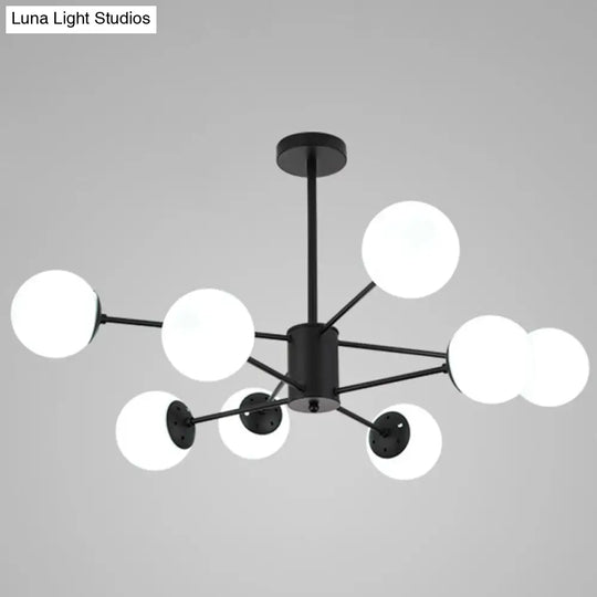 Contemporary Glass Chandelier Light For Living Room Ceiling 8 / Black Without Spot