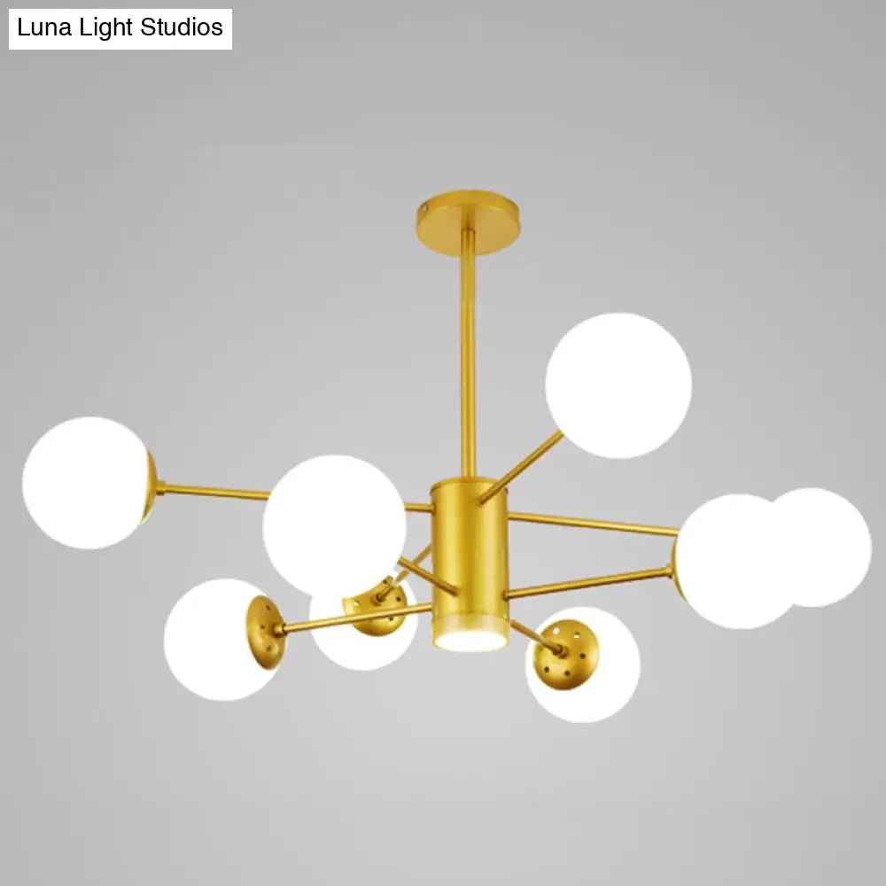 Contemporary Glass Chandelier Light For Living Room Ceiling 8 / Gold With Spot