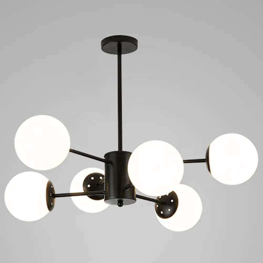 Contemporary Spherical Glass Chandelier Light For Living Room Ceiling 6 / Black Without Spot