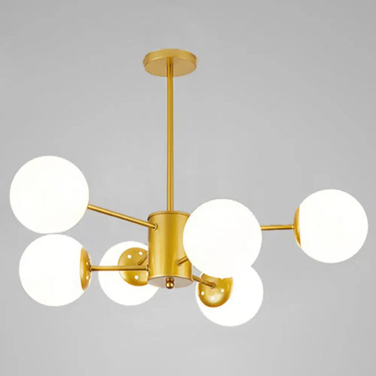 Contemporary Spherical Glass Chandelier Light For Living Room Ceiling 6 / Gold Without Spot