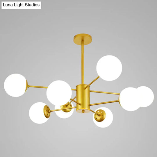 Contemporary Glass Chandelier Light For Living Room Ceiling 8 / Gold Without Spot