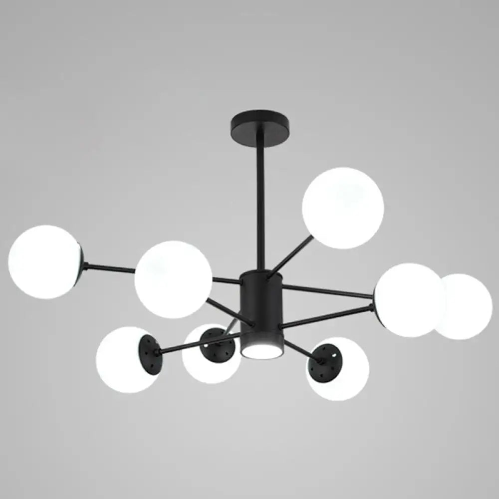 Contemporary Spherical Glass Chandelier Light For Living Room Ceiling 8 / Black With Spot