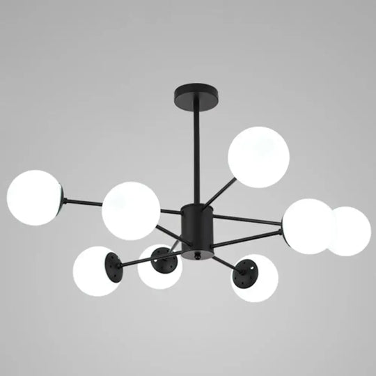 Contemporary Spherical Glass Chandelier Light For Living Room Ceiling 8 / Black Without Spot