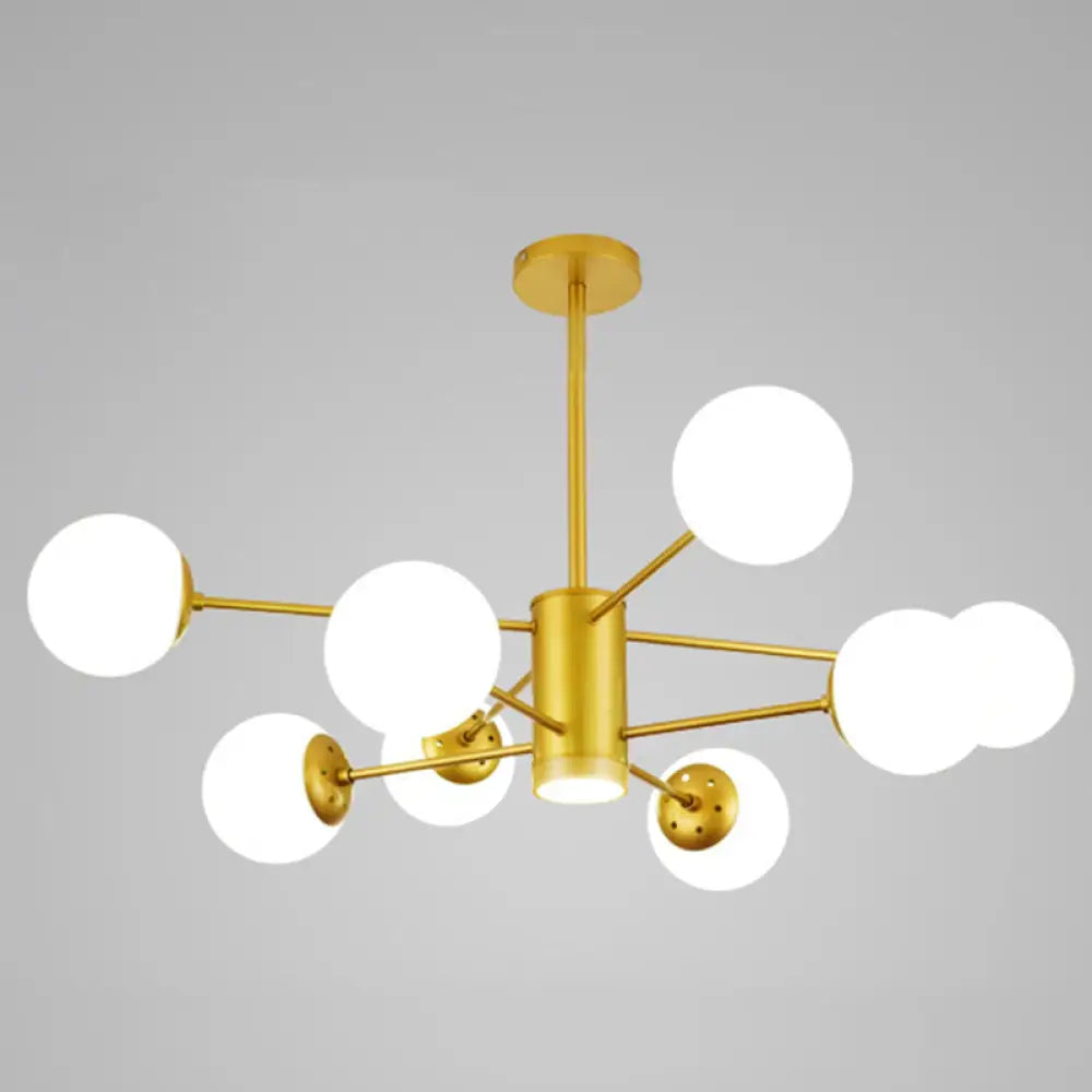 Contemporary Spherical Glass Chandelier Light For Living Room Ceiling 8 / Gold With Spot