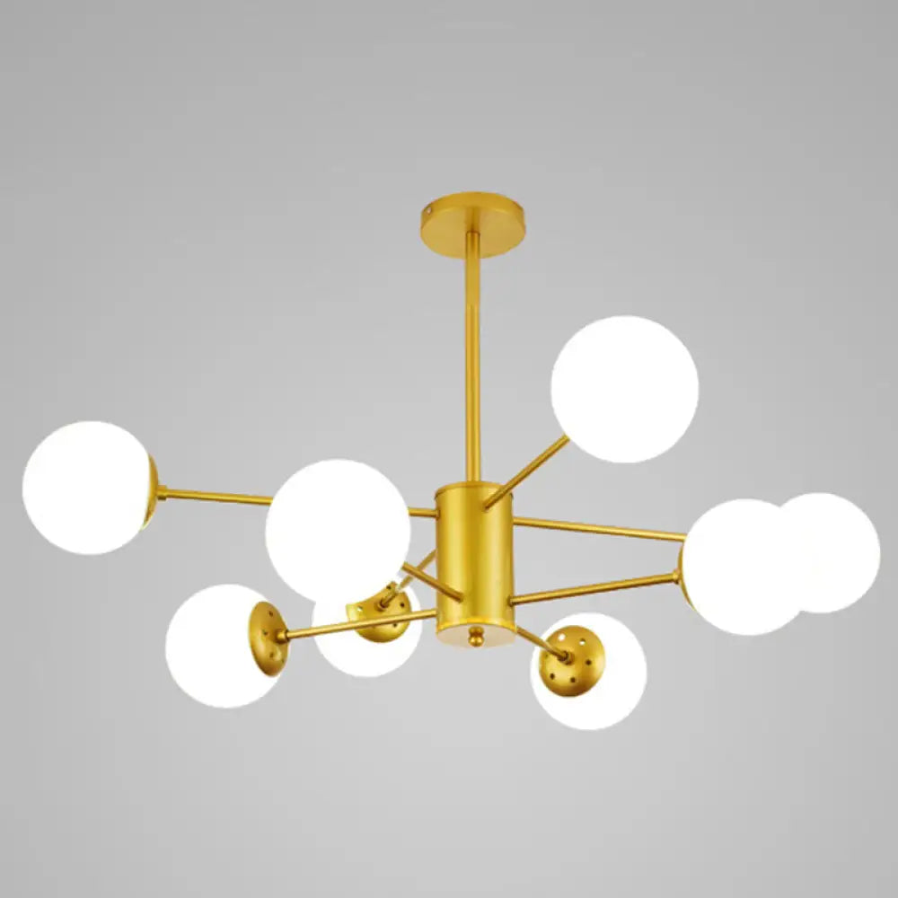 Contemporary Spherical Glass Chandelier Light For Living Room Ceiling 8 / Gold Without Spot